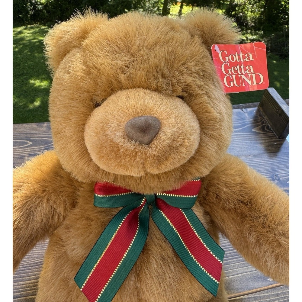 Gund Ben‎ Teddy Bear Plush 17" Brown Stuffed Animal w Tag Ribbon Vintage